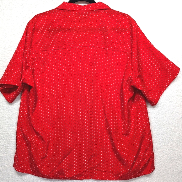 4/$80 Donnkenny Classic Red White Polkadot Collared Button Up Lightweight Blouse - Picture 2 of 9